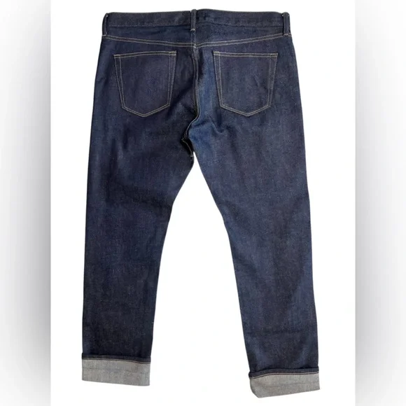 UNIQLO Navy Stretch Selvedge Slim Straight Jeans Men's Size 36X32 - Picture 3 of 8